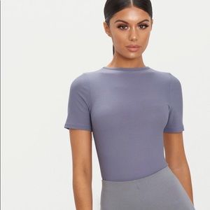 PLT Charcoal Crepe thong bodysuit